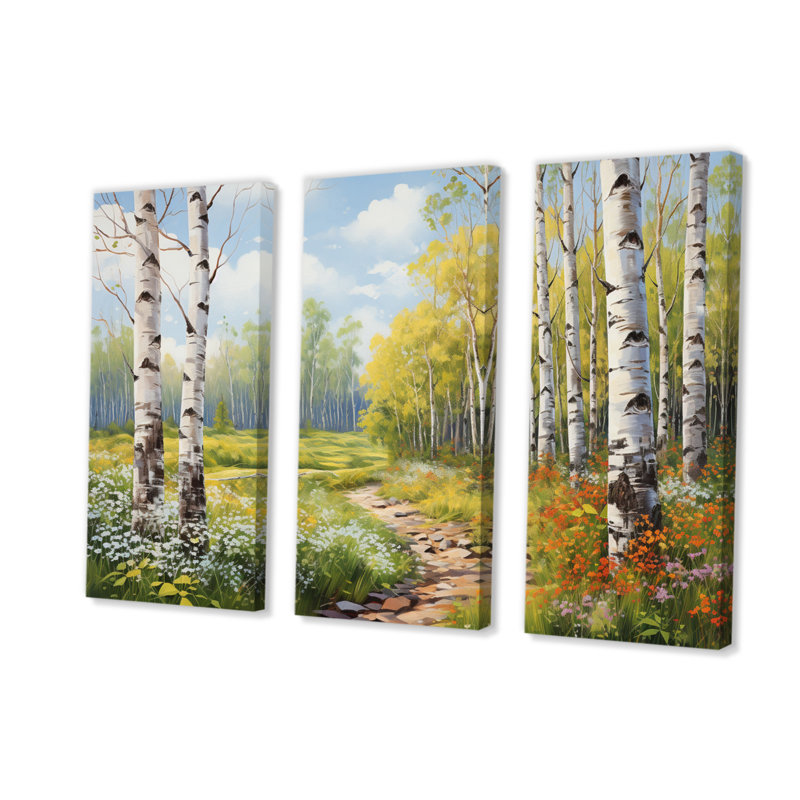 Birch Woods Spring Awakening II, 3 pièces, H 40 po x l 60 po x P 1 po