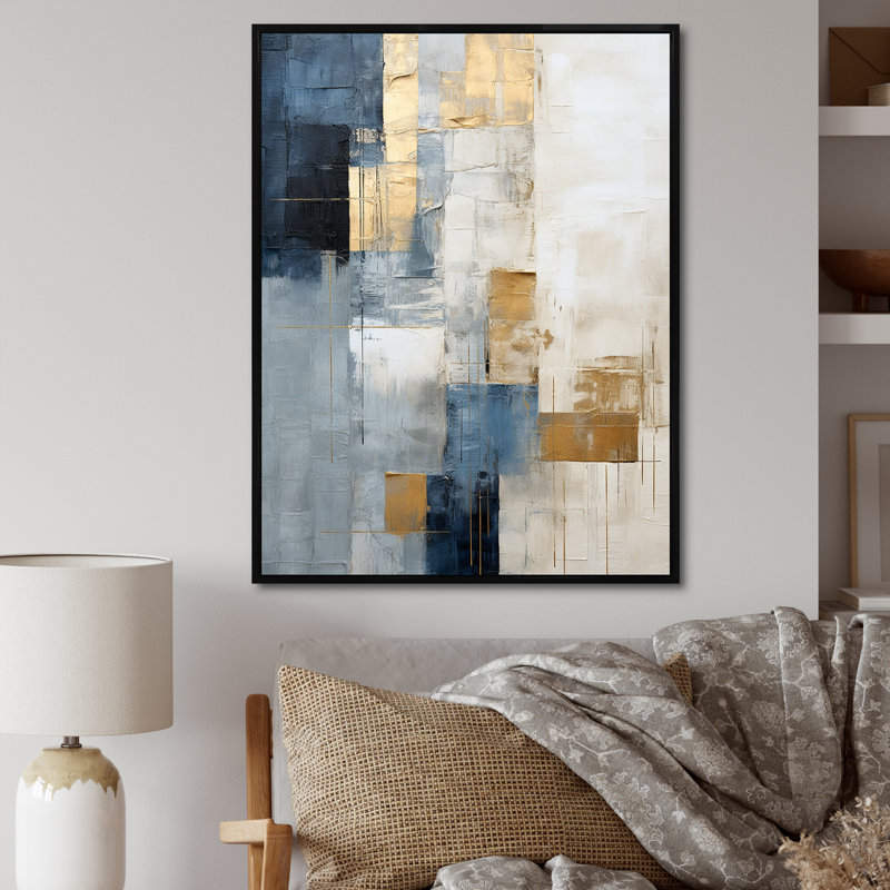 Beige and Gold Simple Winter Landscape - Print, Black Floater Framed, 44" H x 34" W