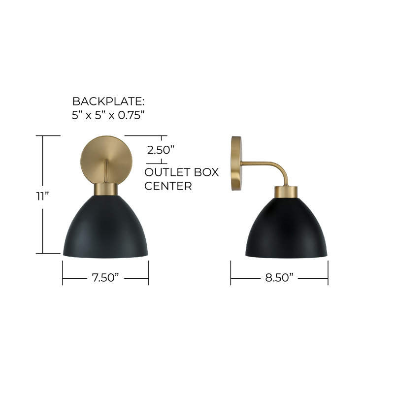 Ross Steel Armed Sconce, Black
