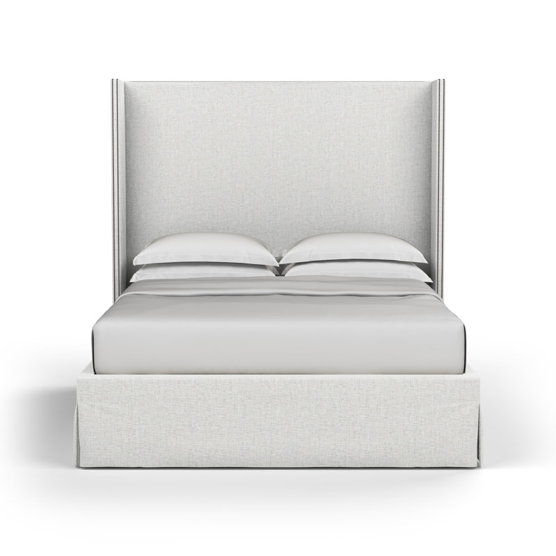 Lit tapissier Kaiser Box, Double, Lin à tissage carré blanc
