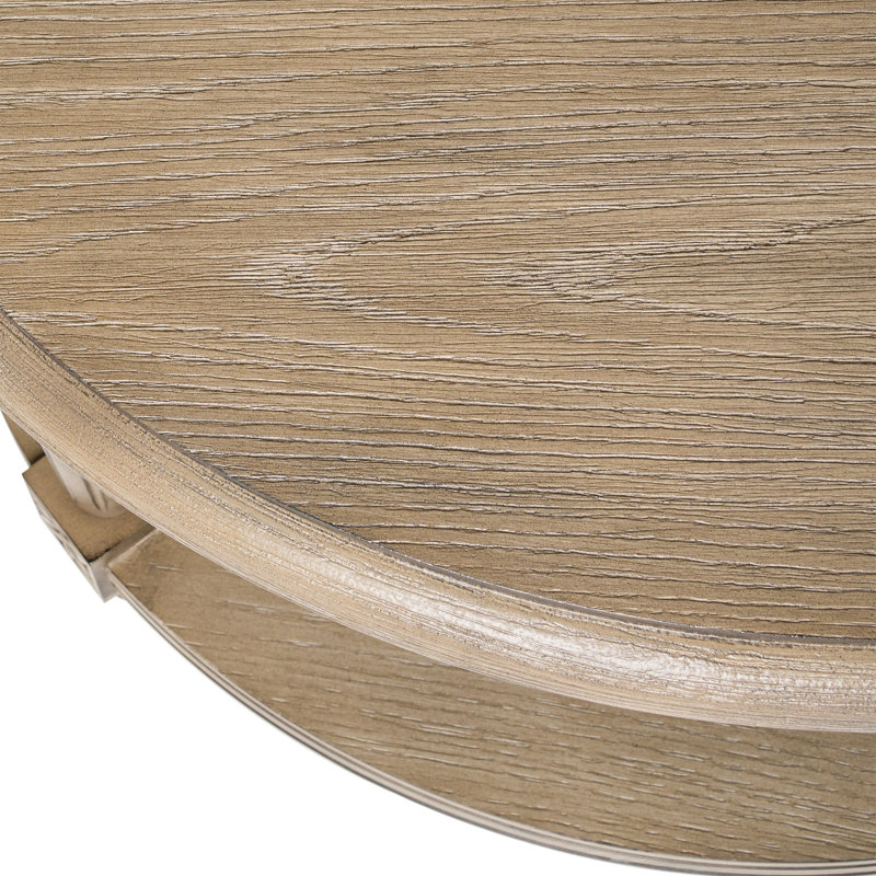 Pullman Antiqued Grey Round Wooden Coffee Table with Shelf