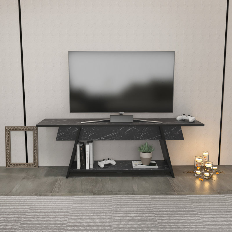 Birgitta TV Stand for TVs up to 65", 120cm W x 35cm D x 50cm H, Black Marble