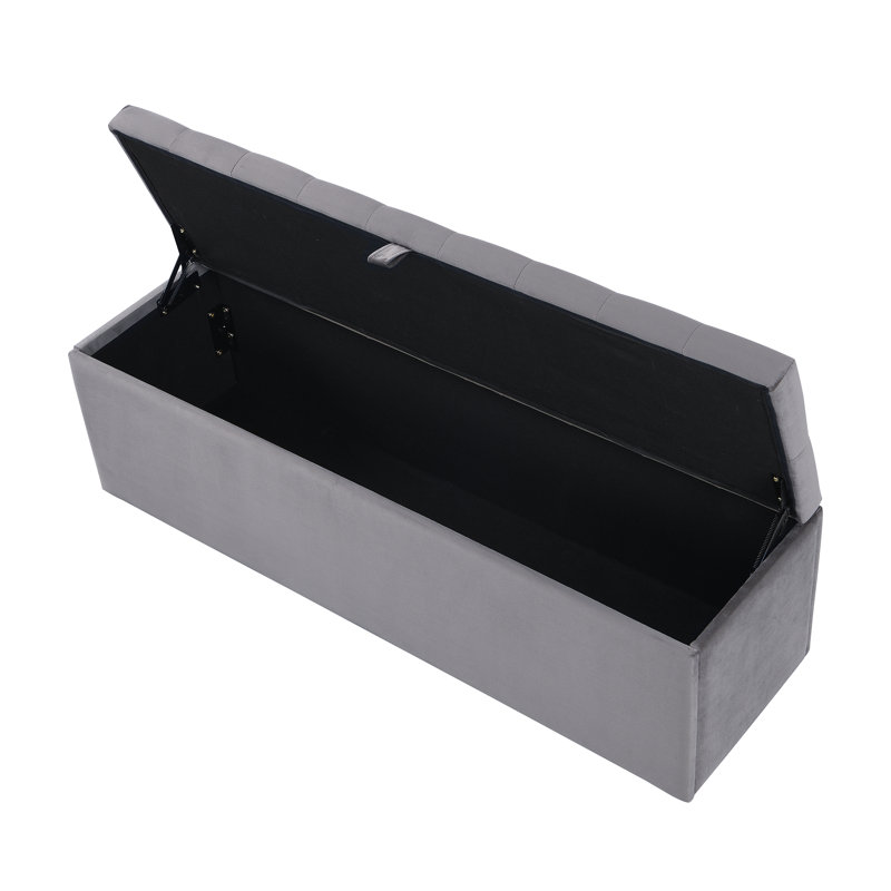 Upholstered Storage Bench, Gray