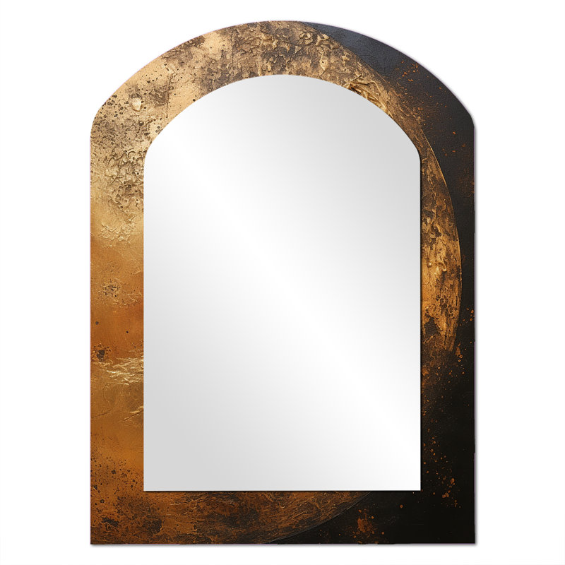 Bronze Moon Beam - Moon Arch Decorative Mirror, Gold Asymmetrical Wall Mirror, Printed Metal Art, 34'' x 25''