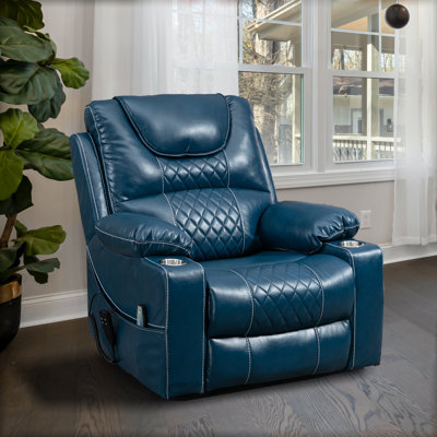 Carollynn Oversized Power Lift Chair for Elderly, Recliner with Heat & Massage,Cup Holders,Side Pockets by Hokku Designs