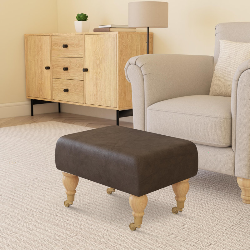 Collado Wood Caster Leg, Dark Brown, Natural, Italian Leather