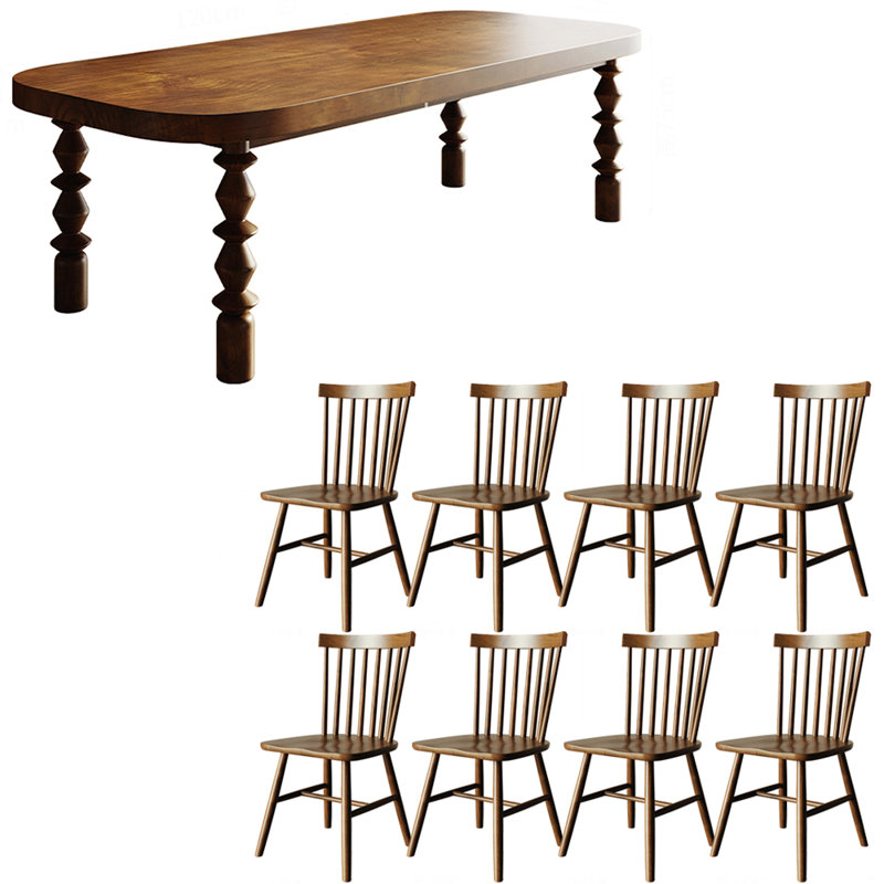 Ensemble de table de salle à manger en bois massif de style américain, H 29,5 po x L 86,6 po x l 35,4 po