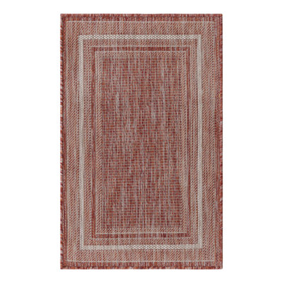 Tapis rouge rouille intérieur / extérieur Reyhan