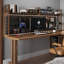 Noyer clair + bureau en bois massif en forme de L noir + fer-1126092169-1126092171