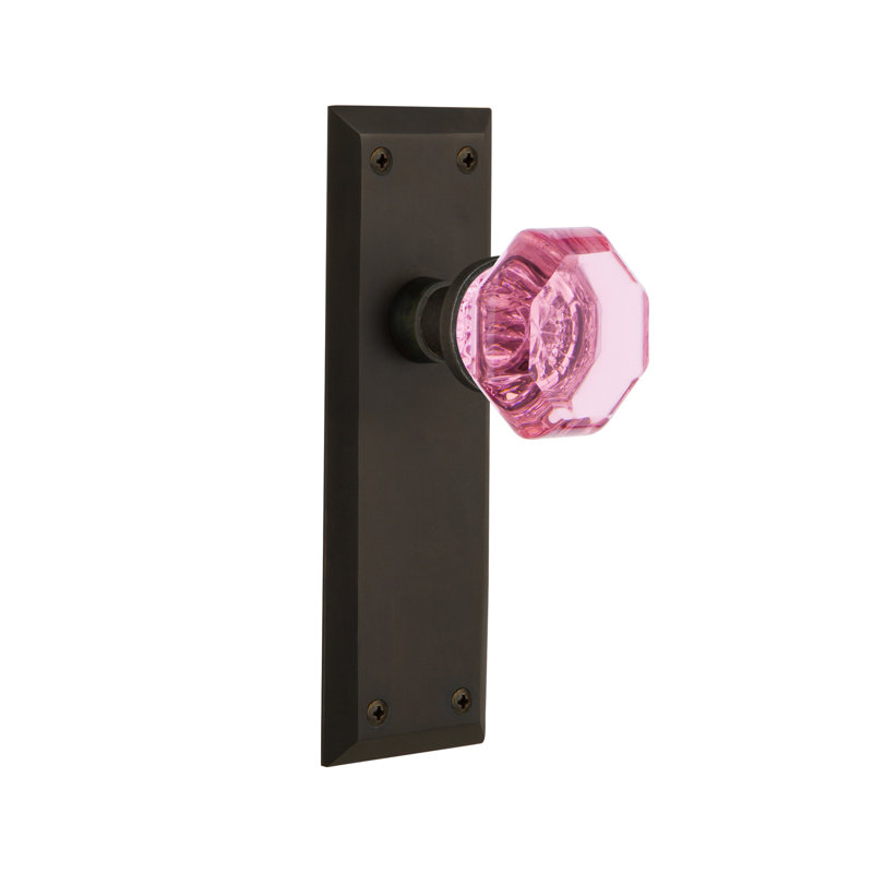 Plaque New York avec bouton de porte rose Waldorf, 2 3/8 po, Bronze frotté à l'huile