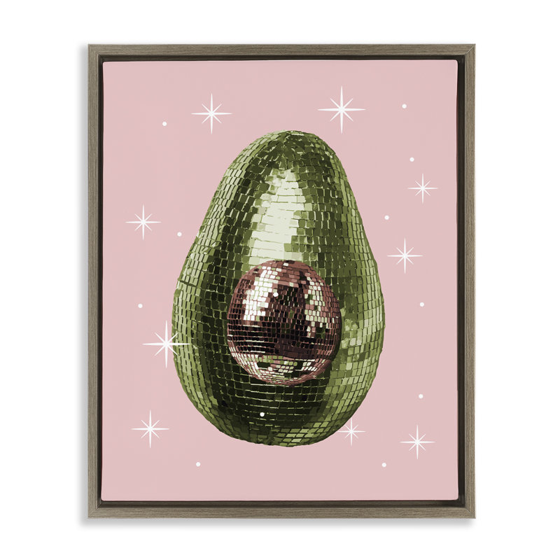 Cadre flottant Luminous Disco Avocado, design par Lil 'Rue, H 21 po x l 17 po, Cadre flottant orme Montalcino