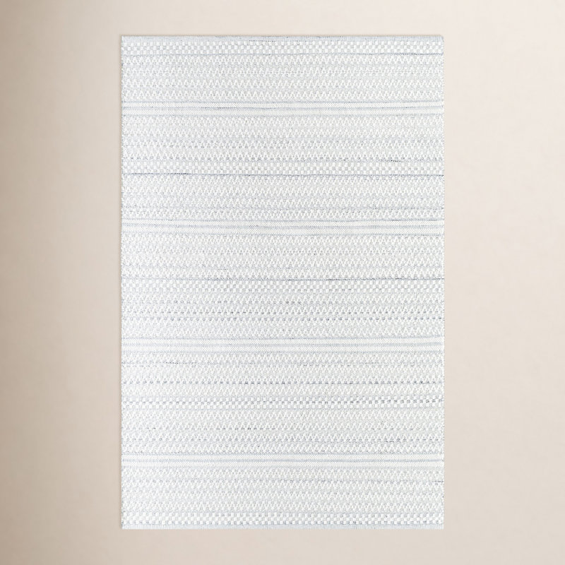 Lavande Chevron Wool Area Rug in Light Gray/Ivory, Rectangle 3'6" x 5'6"