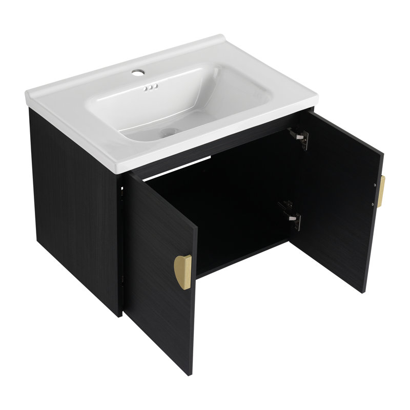Meuble-lavabo à fermeture en douceur 28 po avec lavabo 28 po, Noir châtaignier