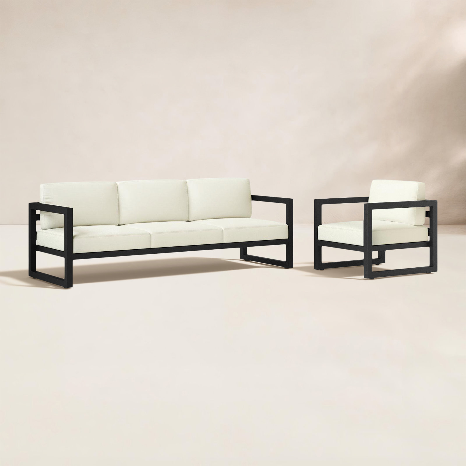 Smith 4-Person Patio Seating Group, Canvas Natural, Black