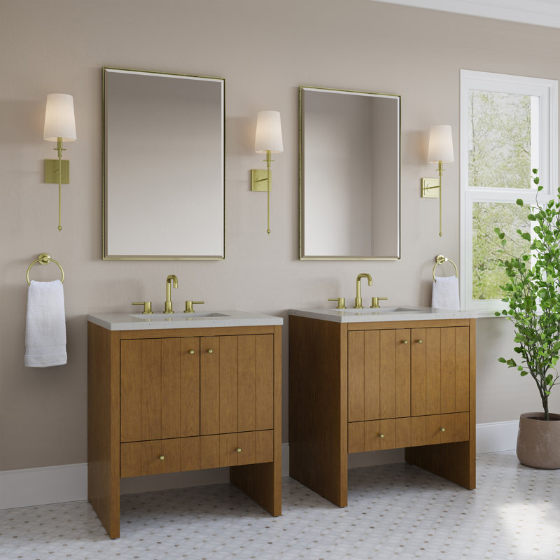 Hudson 30" W Single Vanity, Lime Delight, Widespread, Honey Oak