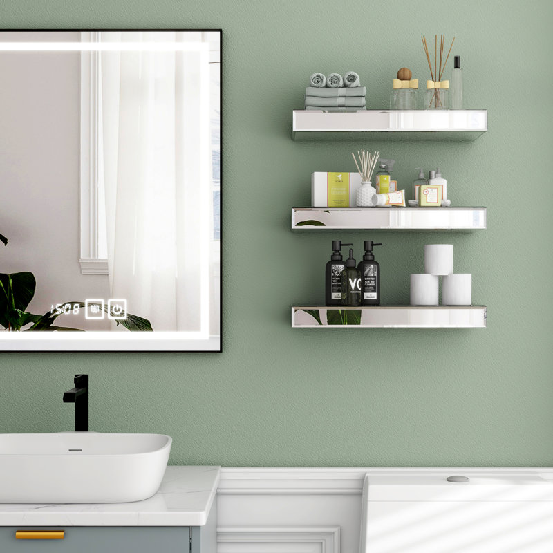 Tablette flottante en verre 3 pièces Ceasia, Argent