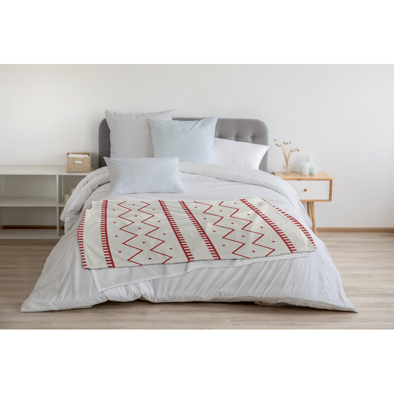 Couverture en molleton Mudcloth, L 50 po x L 60 po, Rouge Ligonberry