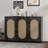 Retro 3-Door Sideboard With Large Storage Space Artificial Rattan Doors And Metal Handles-804891143