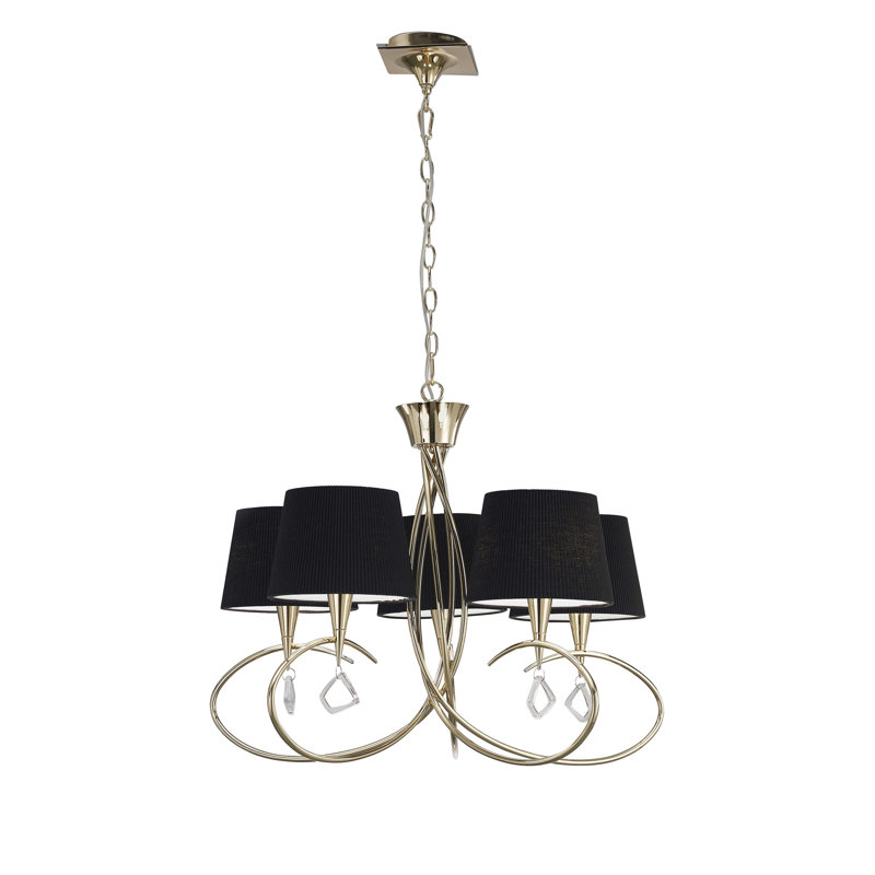 Eurich 5 - Light Shaded Chandelier, French Gold/Black