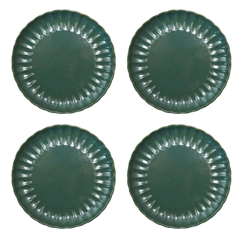 Assiette creuse ronde en grès avec glacis réactif, Vert