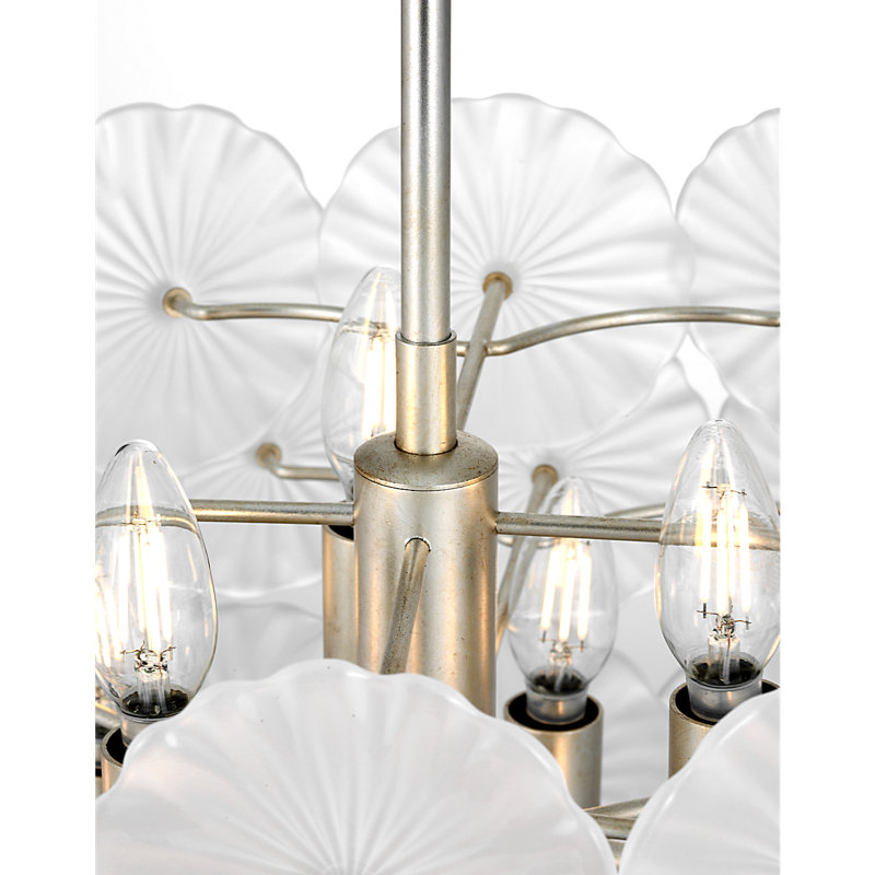 Julie Neill 12 - Light Chandelier, Burnished Silver Leaf