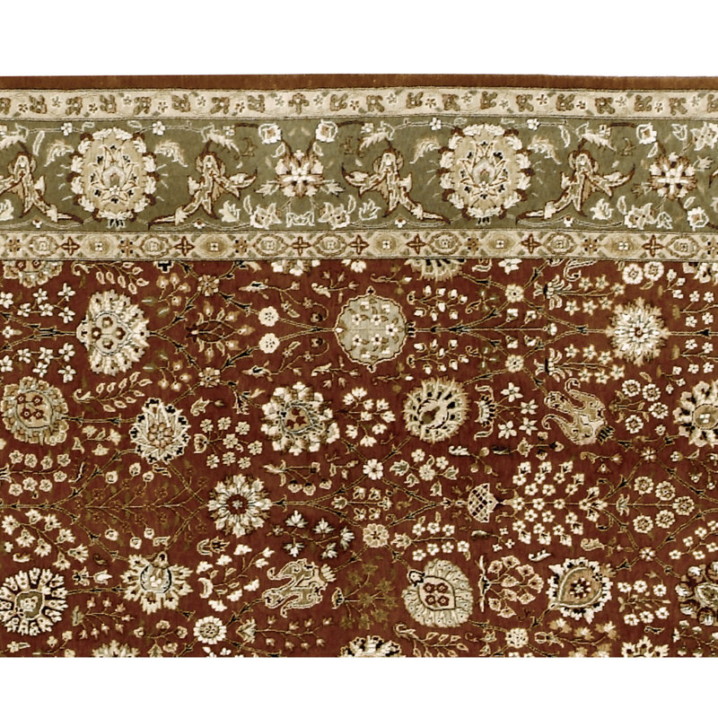 Hand Knotted Oriental Area Rug in Rust/Sage, Rectangle 3' x 5'