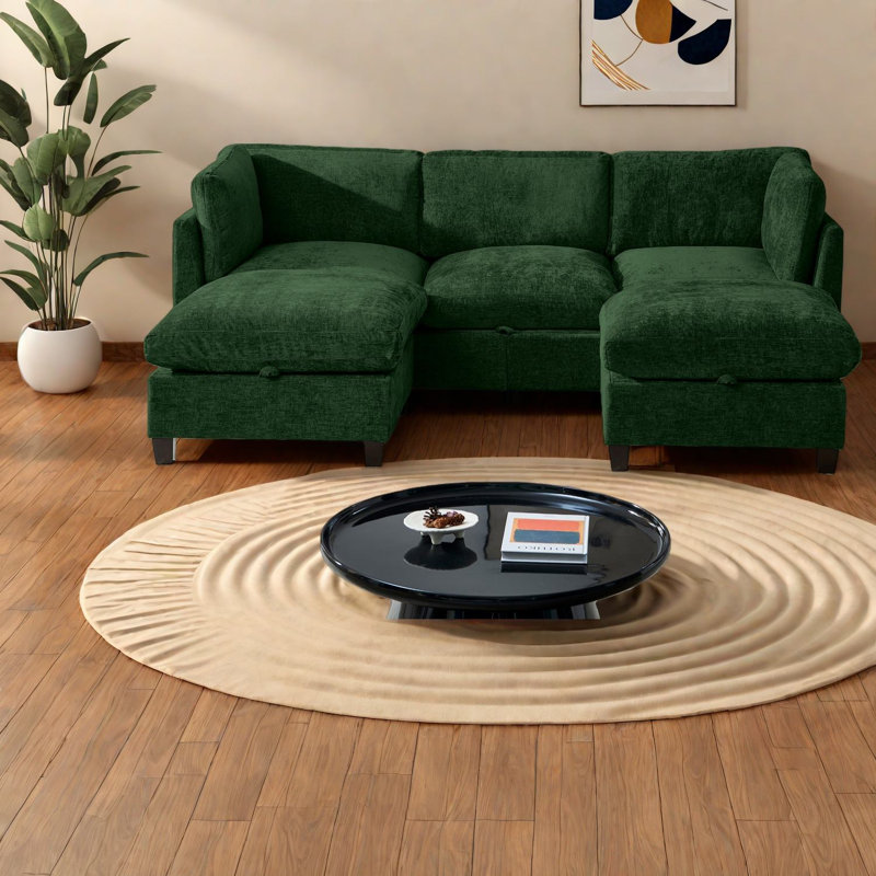 Canapé modulaire spacieux avec rangement, revêtement en chenille et canapé de salon moderne