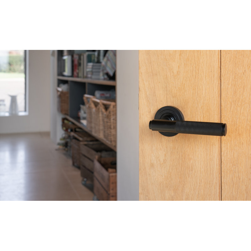 Brompton Lever on Rose Set (Art Deco), Matt Black