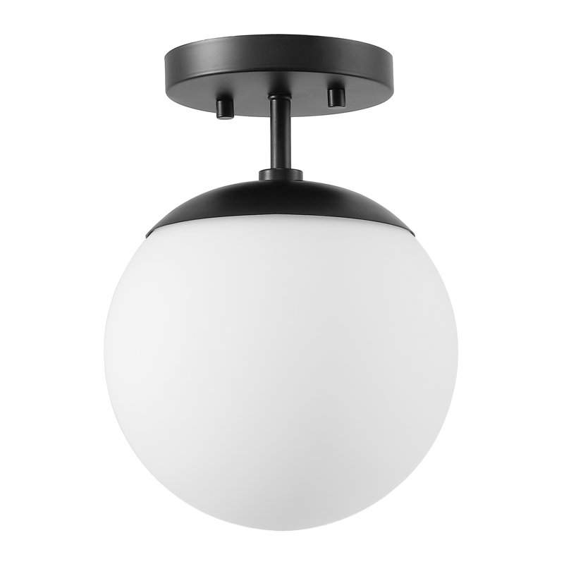 Statler Glass Semi Flush Mount, Black