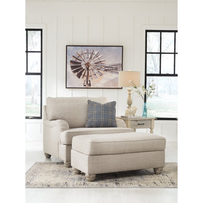 Upholstered Armchair with Ottoman