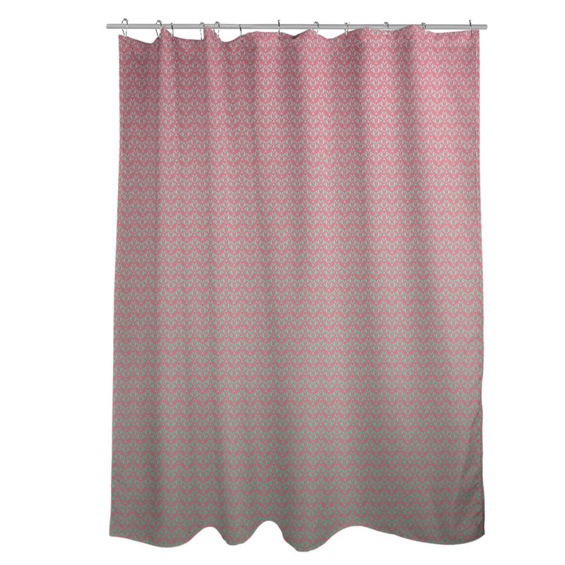 Rideau simple art déco, Rose / rayures vertes 2