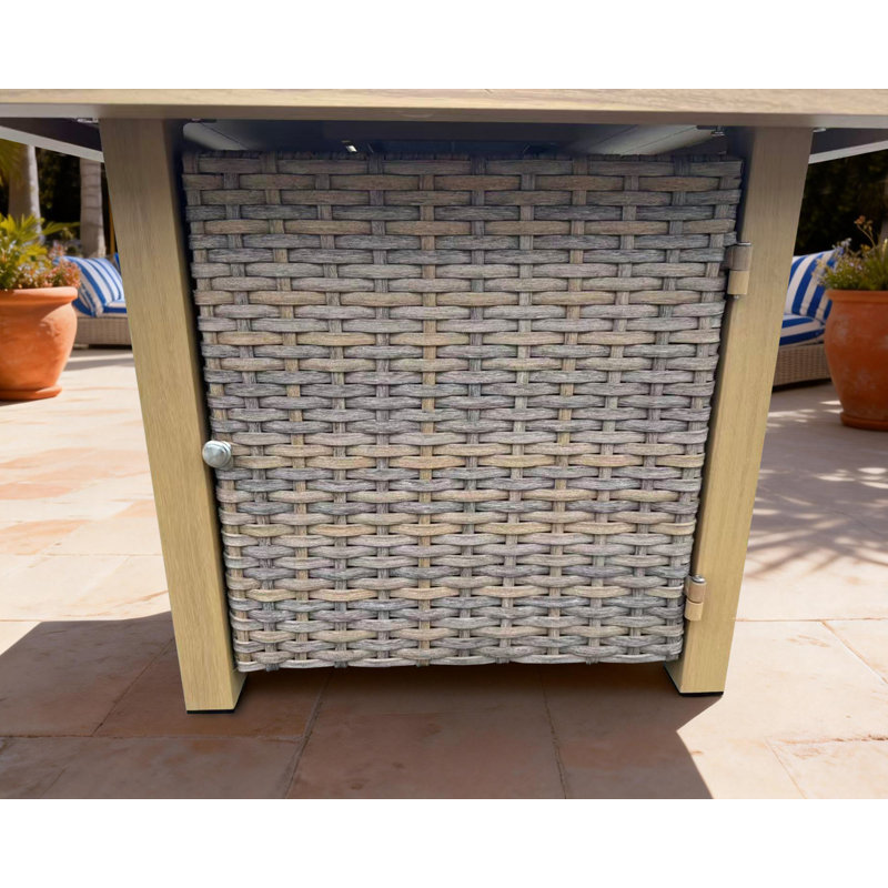 Ronalyn Rectangle Aluminum Propane Smokeless Fire Pit Table with Hidden Fuel Tank