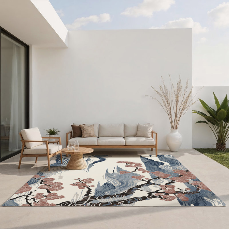Lunar Petals Indoor And Outdoor Area Rug, Rectangle 9' x 12'