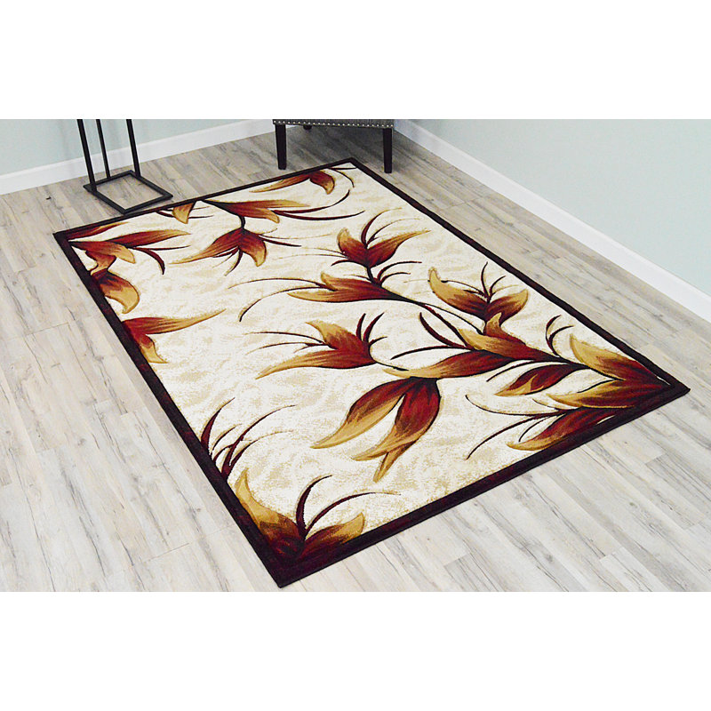 Tapis à motif floral Ashunta, Rectangle 5 pi 3 po x 7 pi 6 po