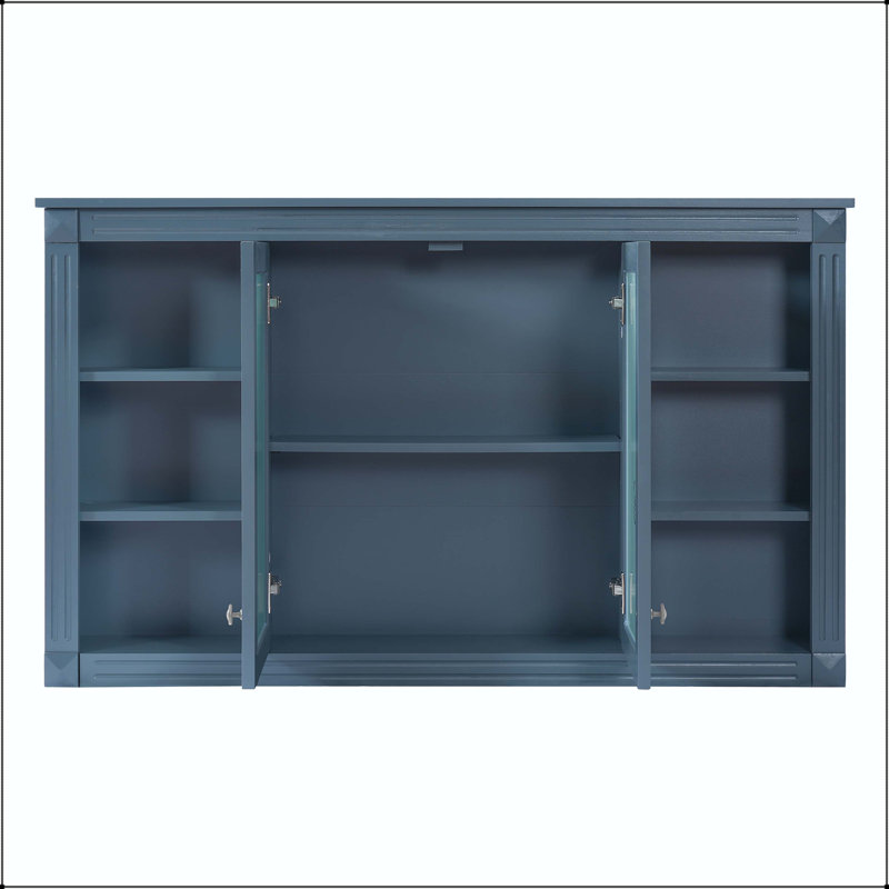 Armoire de salle de bain 47 "avec tablette ajustable et tablettes ouvertes - bleu