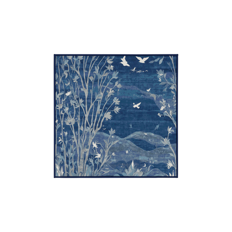 Tapis bleu soyeux et moelleux, Carré 3 pi