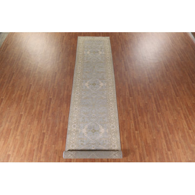 All-Over Wool Oushak Oriental Runner Rug 4x19