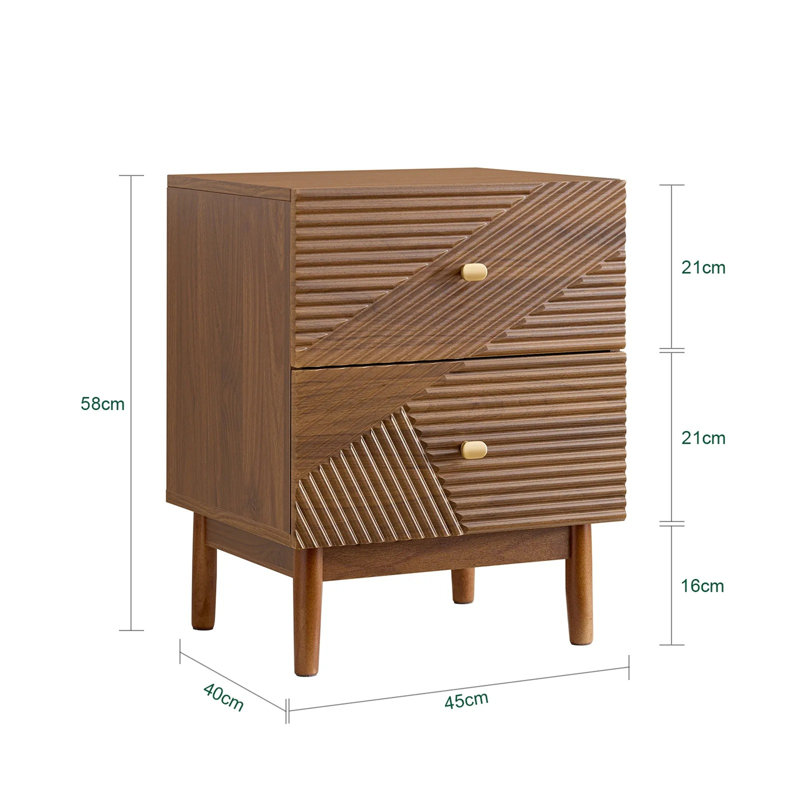 45cm W Manufactured Wood Bedside Table