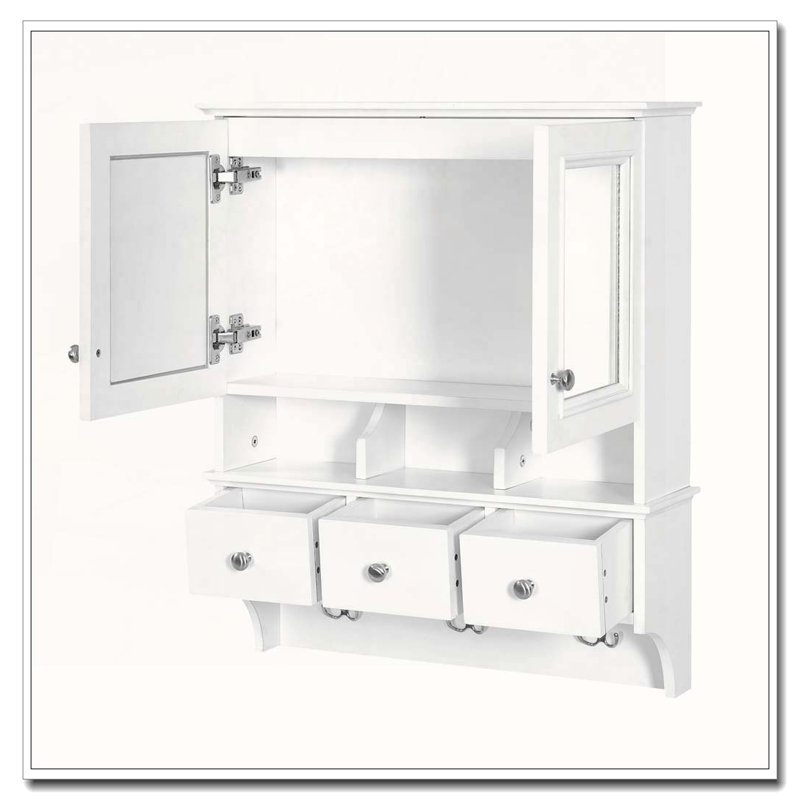 Armoire à pharmacie murale 4 tiroirs 4 en 1, 24 po avec tiroirs, Blanc