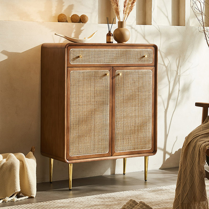 Modern Walnut Solid Wood Shoe Storage