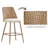 Rattan Counter Height Bar Stools Set Of 2, 26" Boucle Fabric Upholstered Barstools With Pe Rattan Cane Back, Bar Chairs Counter Stools For Kitchen Island,beige White