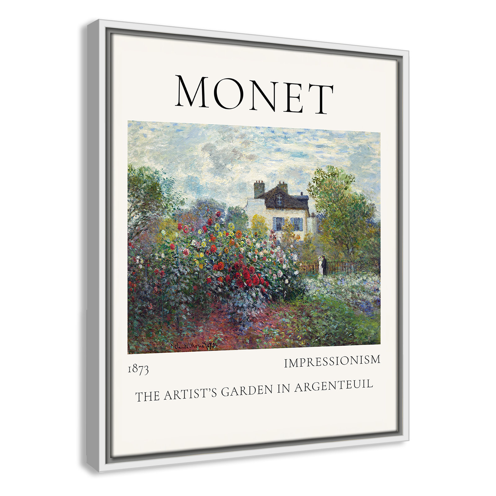 Rocchetto "Artists Garden in Argenteuil" Print, White Floater Frame, No, 21.5" H x 17.5" W x 2" D