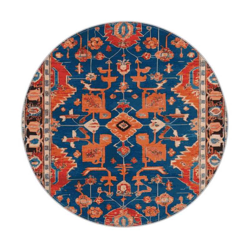 Tapis gris d'intérieur et d'extérieur Tabriz, Rond 5 pi