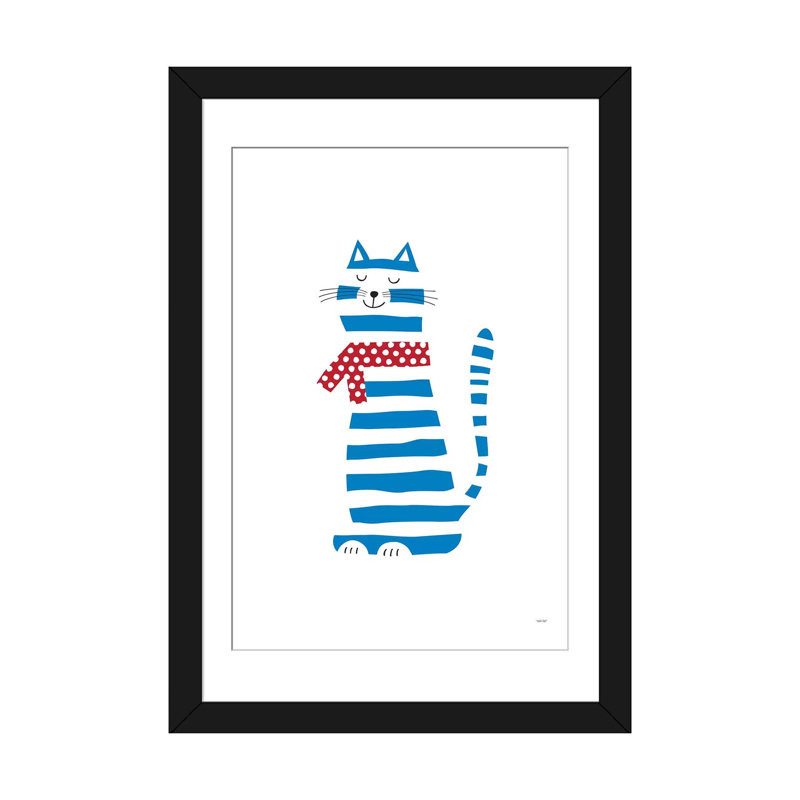 « cat », impression sur toile tendue, Papier d'art encadré noir, H 32 po x l 24 po x P 1 po