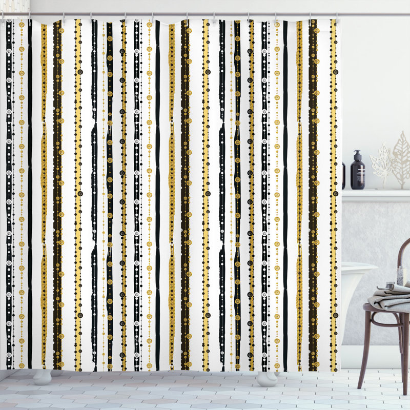 Striped Shower Curtain with Hooks Included, 69" W x 75" L