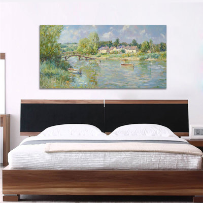  Art mural sur toile Monet, impression impressionniste de paysages de nature printanière, encadrée par Claude Monet, reproduction d'art pour salon, chambre à coucher, bureau, cadeau d'art printanier 16 po x 32 po