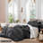 MooMee Striped Duvet Cover Set 100% Washed Cotton Linen Like Textured-124390642-105229475