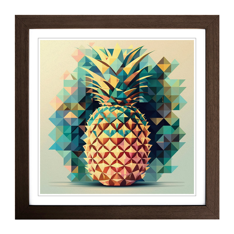 Pineapple Geometric - Single Picture Frame Print on Wood, Walnut