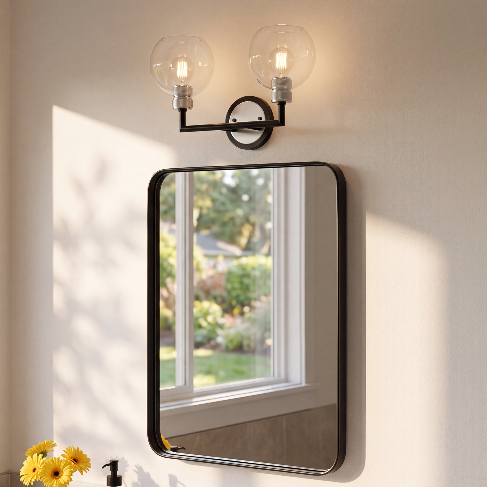 Davian 2 Light Transparent Dimmable Vanity Light