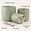 Ensemble de 3 pots à plantes en céramique verts avec trous de drainage